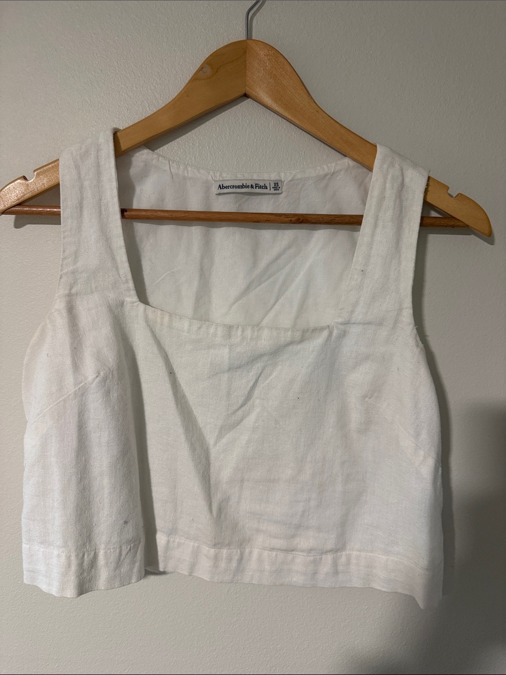 Abercrombie & Fitch White Linen Square-Neck Crop Top